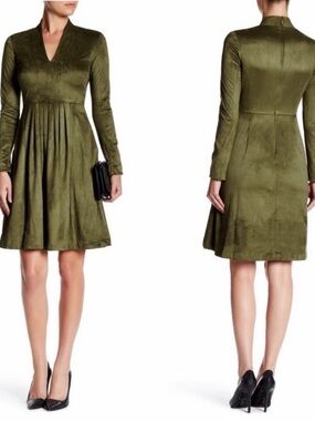 Catherine Malandrino Faux Suede Roasted Okra Dress Size 10 NWT